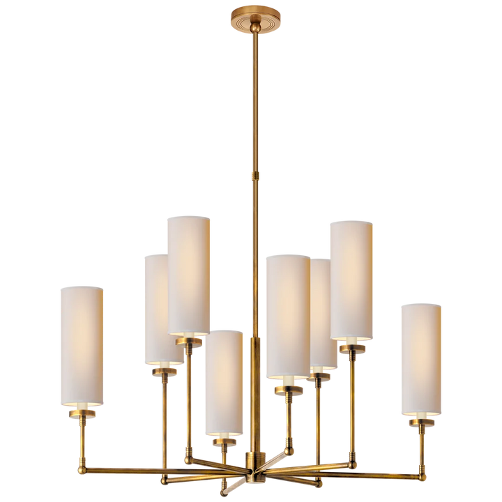 Zendaya Large Chandelier-Visual Comfort-ChandeliersBronze-Linen Shades-4-France and Son