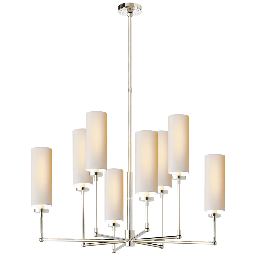 Zendaya Large Chandelier-Visual Comfort-ChandeliersBronze-Linen Shades-6-France and Son