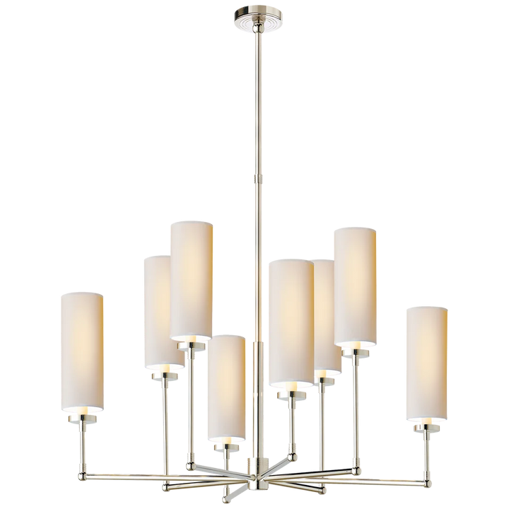 Zendaya Large Chandelier-Visual Comfort-ChandeliersBronze-Linen Shades-6-France and Son