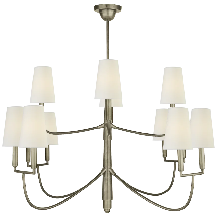 Filma Large Chandelier-Visual Comfort-VISUAL-TOB 5017AN-L-ChandeliersAntique Nickel with Linen Shades-3-France and Son