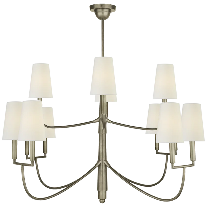 Filma Large Chandelier-Visual Comfort-VISUAL-TOB 5017AN-L-ChandeliersAntique Nickel with Linen Shades-3-France and Son