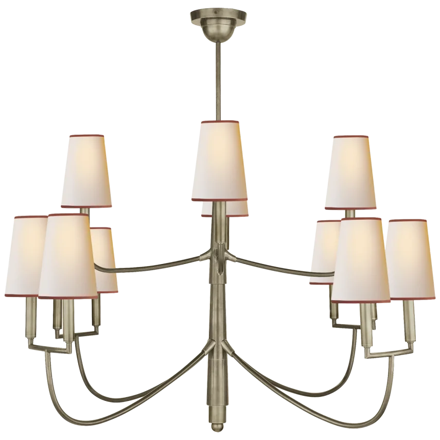 Filma Large Chandelier-Visual Comfort-VISUAL-TOB 5017AN-NP/RT-ChandeliersAntique Nickel with Natural Paper Shades-4-France and Son