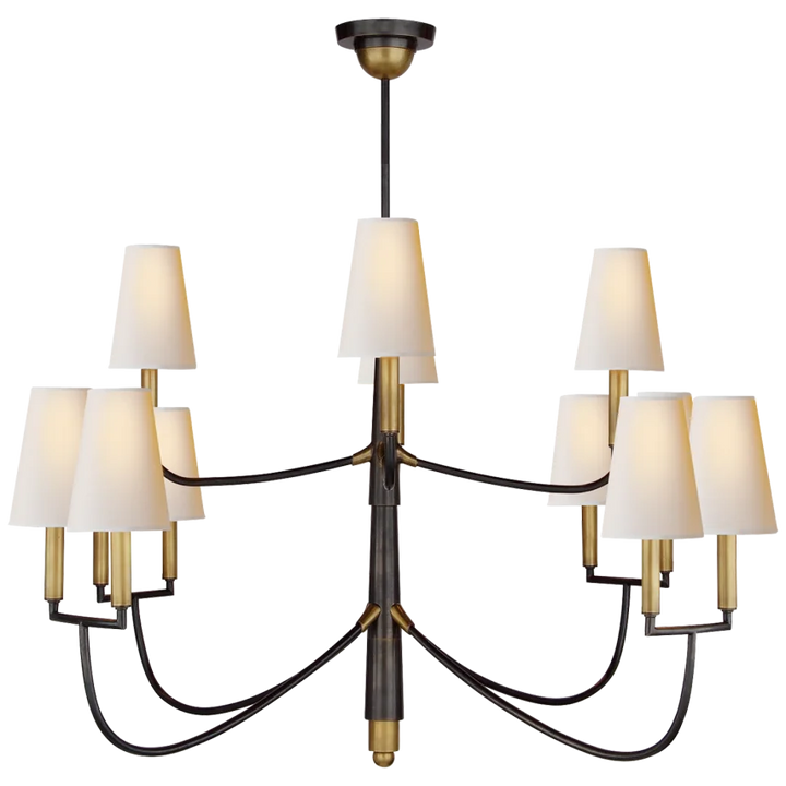 Filma Large Chandelier-Visual Comfort-VISUAL-TOB 5017BZ/HAB-NP-ChandeliersBronze with Hand-Rubbed Antique Brass and Natural Paper Shades-6-France and Son