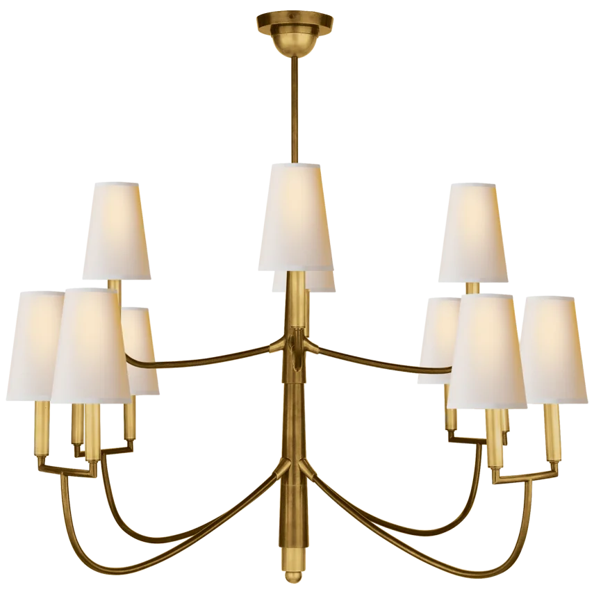 Filma Large Chandelier-Visual Comfort-VISUAL-TOB 5017HAB-NP-ChandeliersHand-Rubbed Antique Brass with Natural Paper Shades-8-France and Son