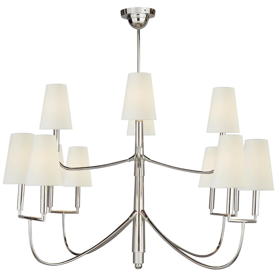 Filma Large Chandelier-Visual Comfort-VISUAL-TOB 5017PS-L-ChandeliersPolished Silver With Linen Shades-1-France and Son