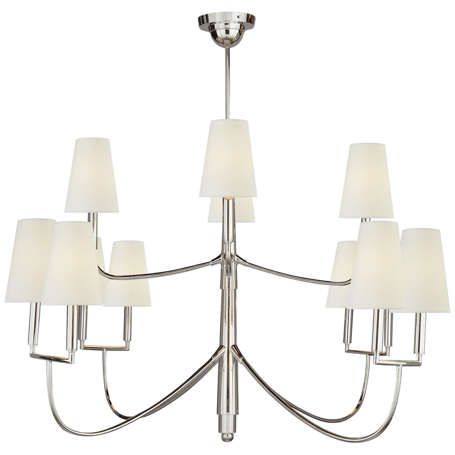 Filma Large Chandelier-Visual Comfort-VISUAL-TOB 5017PS-L-ChandeliersPolished Silver With Linen Shades-1-France and Son