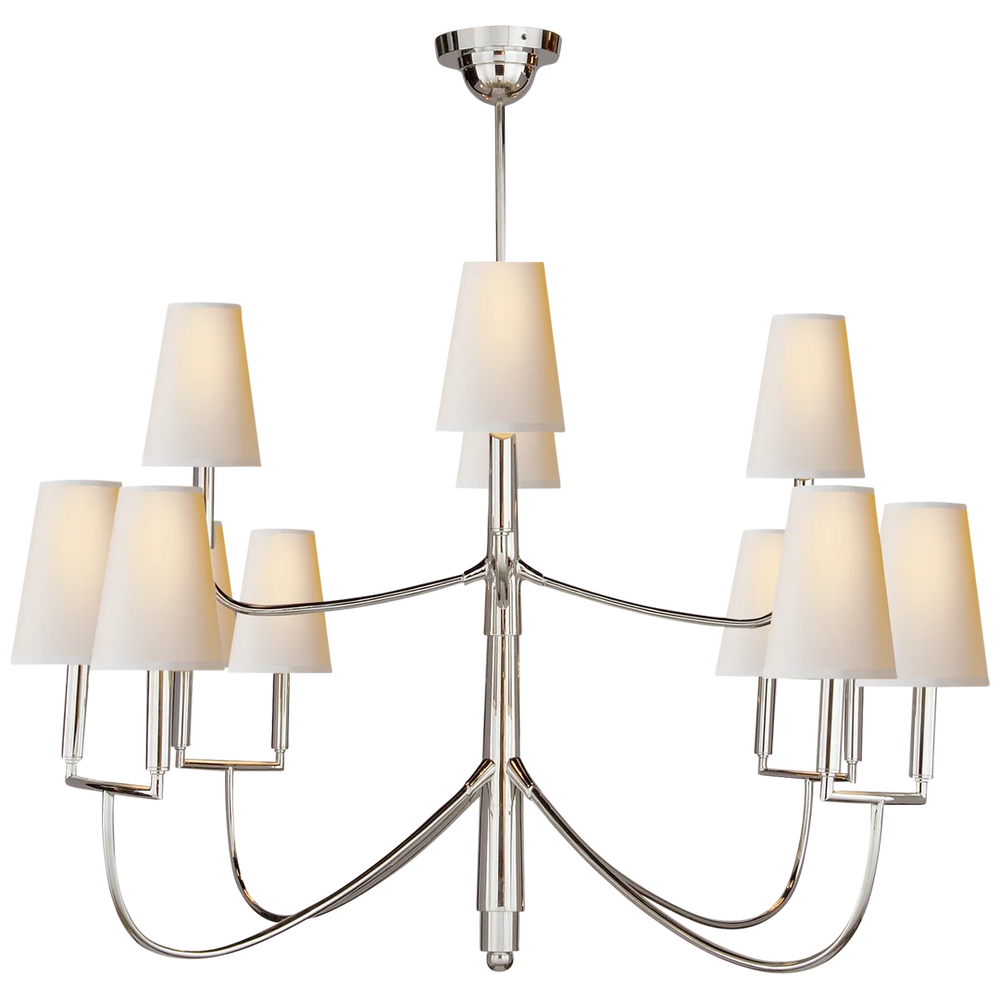 Filma Large Chandelier-Visual Comfort-VISUAL-TOB 5017PS-NP-ChandeliersPolished Silver with Natural Paper Shades-2-France and Son
