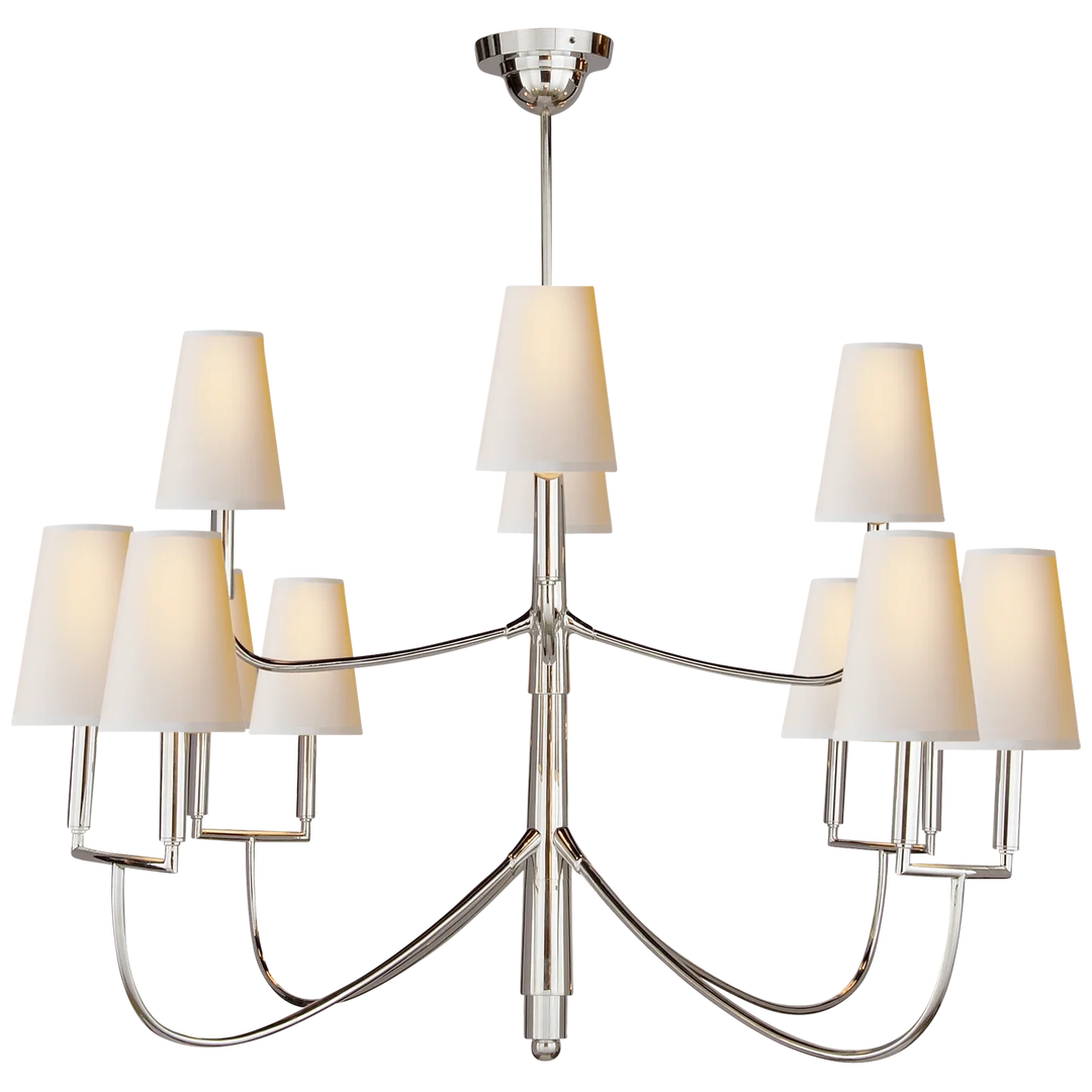 Filma Large Chandelier-Visual Comfort-VISUAL-TOB 5017PS-NP-ChandeliersPolished Silver with Natural Paper Shades-2-France and Son