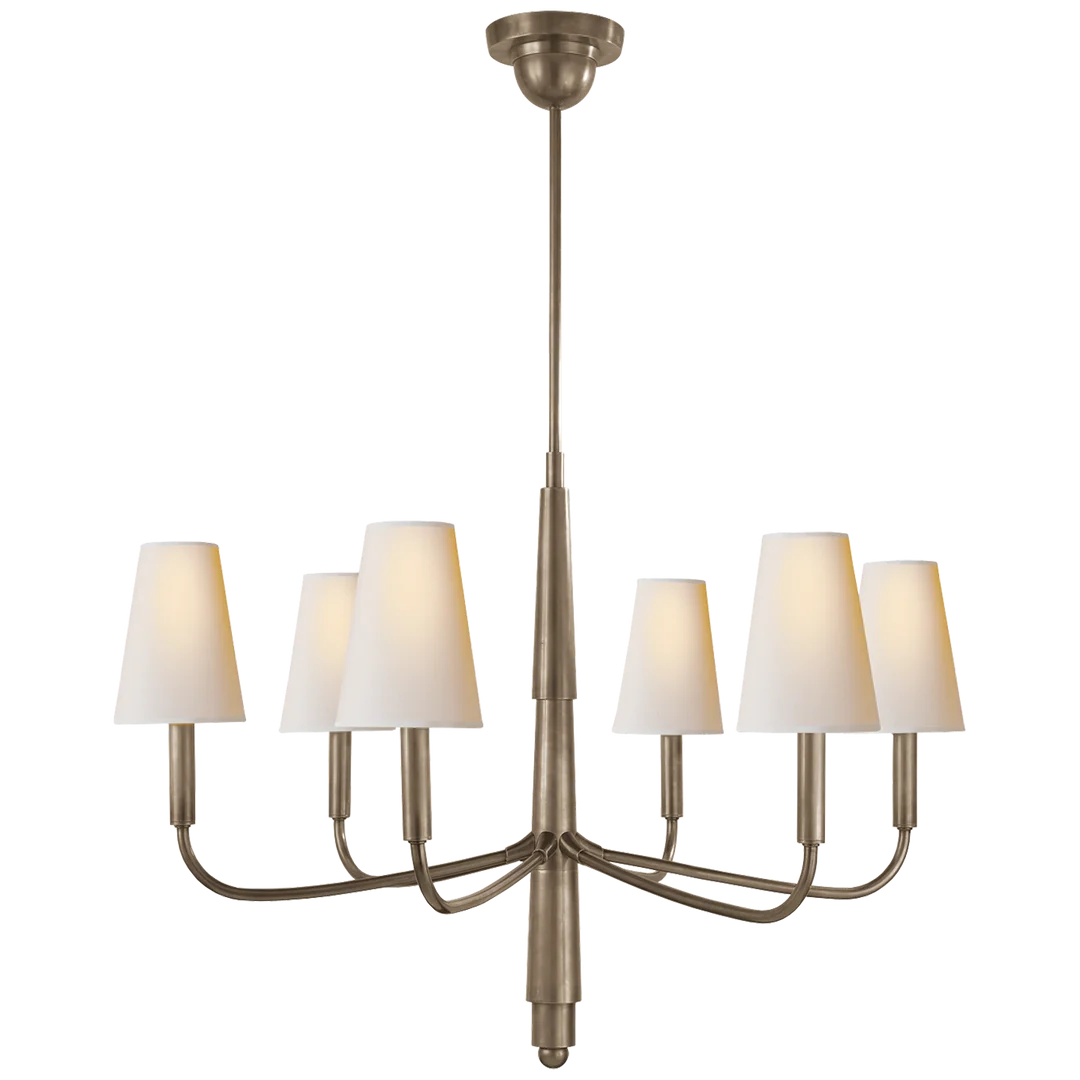 Farly Lane Small Chandelier-Visual Comfort-VISUAL-TOB 5018AN-NP-ChandeliersAntique Nickel-Natural Paper Shades-2-France and Son