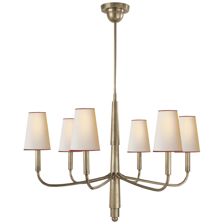 Farly Lane Small Chandelier-Visual Comfort-VISUAL-TOB 5018AN-L-ChandeliersAntique Nickel-Linen Shades-3-France and Son