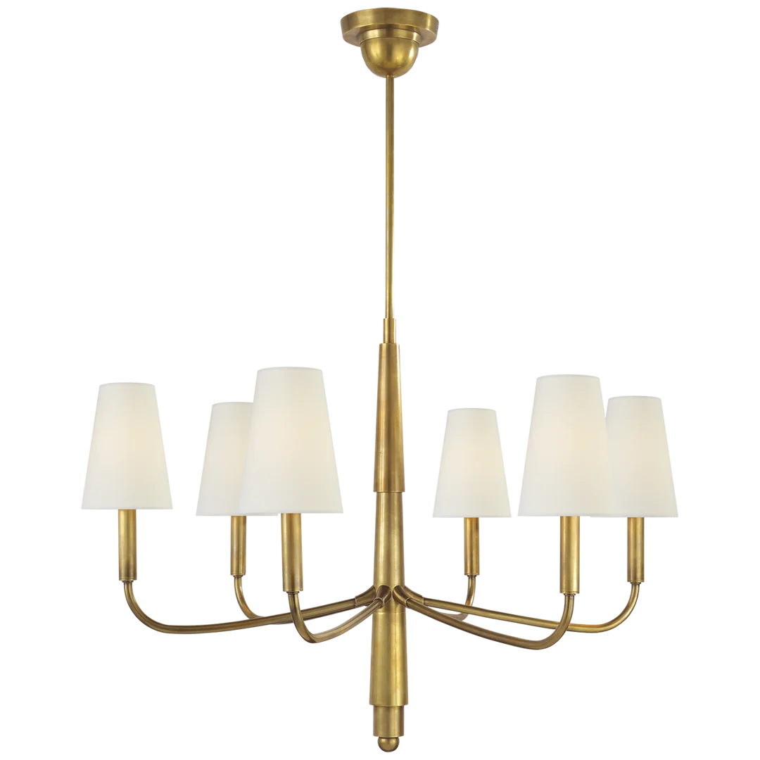 Farly Lane Small Chandelier-Visual Comfort-VISUAL-TOB 5018HAB-L-ChandeliersHand-Rubbed Antique Brass-Linen Shades-6-France and Son