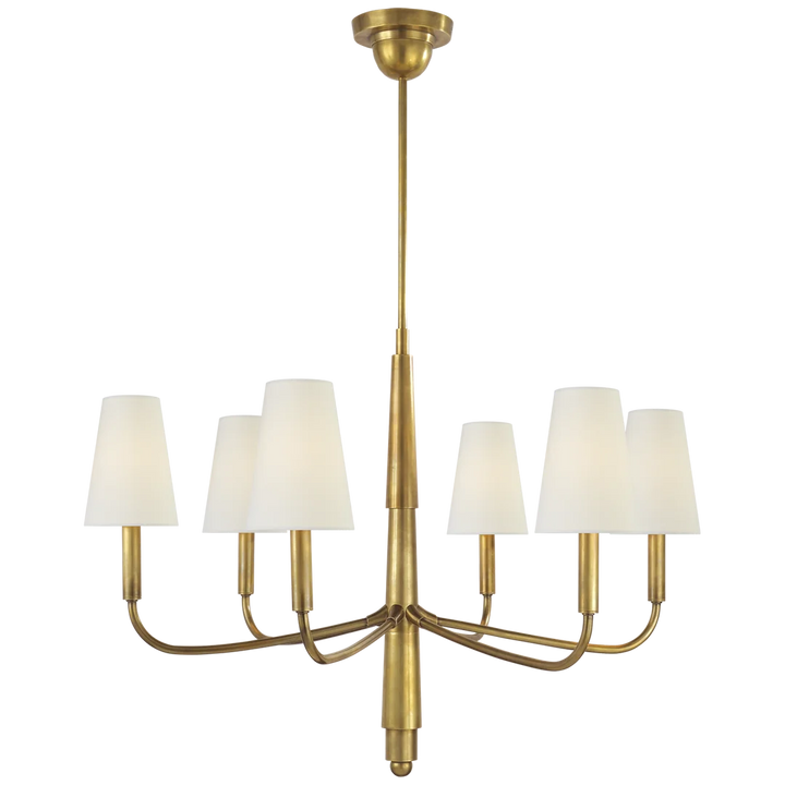 Farly Lane Small Chandelier-Visual Comfort-VISUAL-TOB 5018HAB-L-ChandeliersHand-Rubbed Antique Brass-Linen Shades-6-France and Son