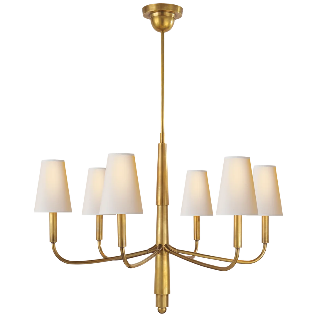 Farly Lane Small Chandelier-Visual Comfort-VISUAL-TOB 5018HAB-NP-ChandeliersHand-Rubbed Antique Brass-Natural Paper Shades-7-France and Son