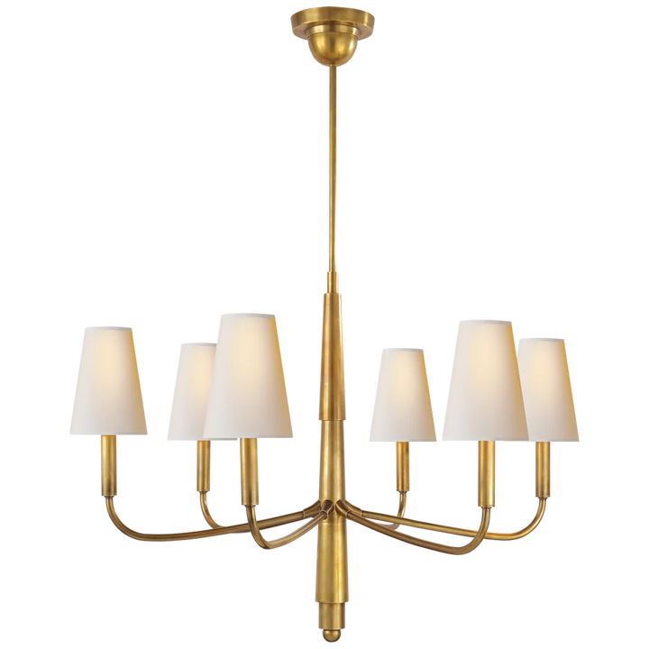 Farly Lane Small Chandelier-Visual Comfort-VISUAL-TOB 5018HAB-NP-ChandeliersHand-Rubbed Antique Brass-Natural Paper Shades-7-France and Son