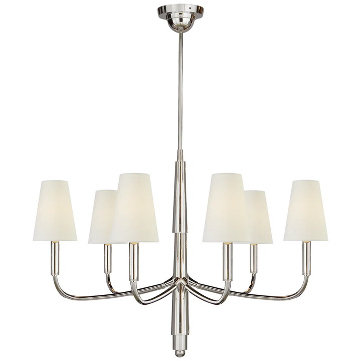 Farly Lane Small Chandelier-Visual Comfort-VISUAL-TOB 5018PS-L-ChandeliersPolished Silver-Linen Shades-8-France and Son