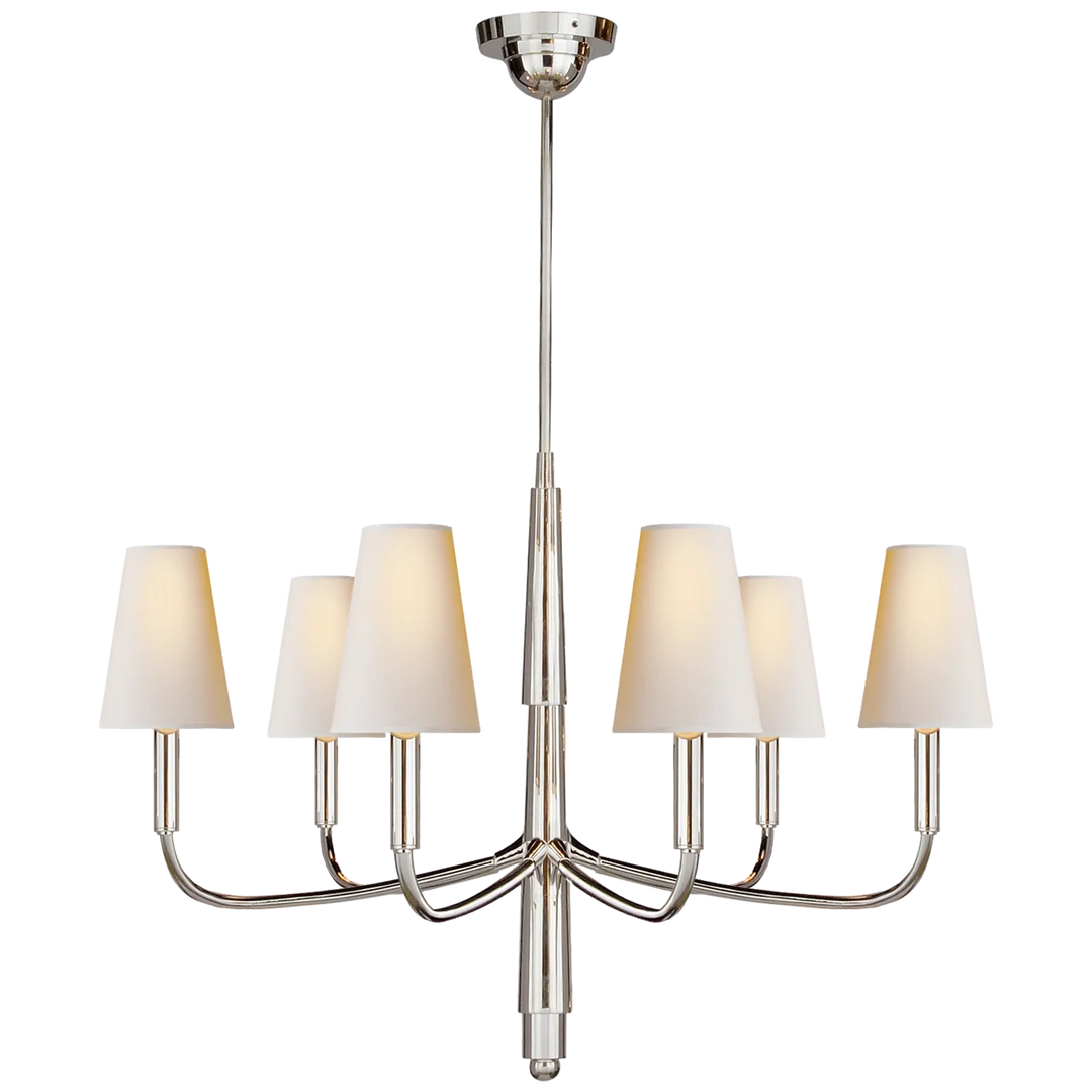 Farly Lane Small Chandelier-Visual Comfort-VISUAL-TOB 5018PS-NP-ChandeliersPolished Silver-Natural Paper Shades-9-France and Son