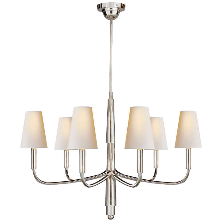 Farly Lane Small Chandelier-Visual Comfort-VISUAL-TOB 5018PS-NP-ChandeliersPolished Silver-Natural Paper Shades-9-France and Son