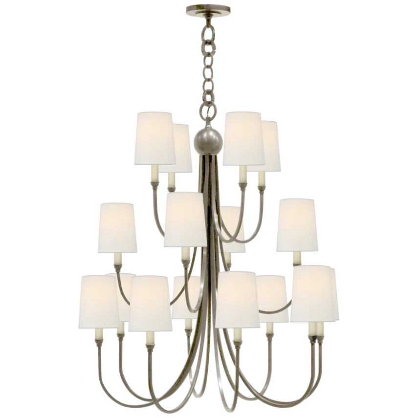 Reet Extra Large Chandelier-Visual Comfort-VISUAL-TOB 5019AN-L-ChandeliersAntique Nickel-Linen-1-France and Son