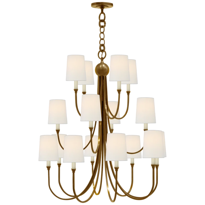Reet Extra Large Chandelier-Visual Comfort-VISUAL-TOB 5019HAB-L-ChandeliersHand-Rubbed Antique Brass-Linen-5-France and Son