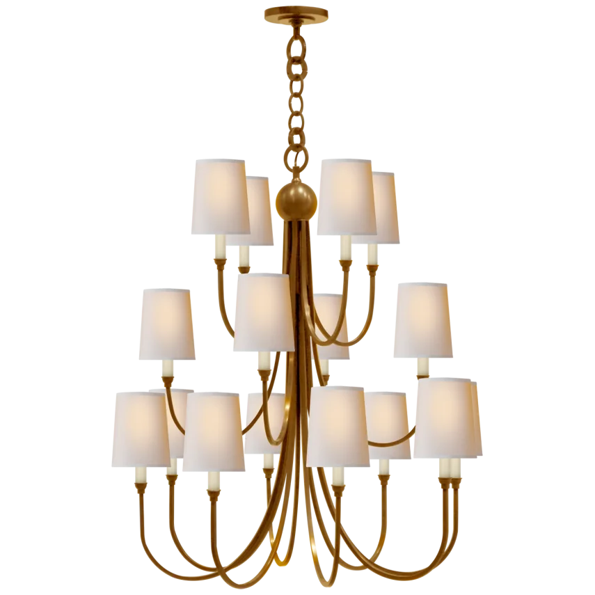 Reet Extra Large Chandelier-Visual Comfort-VISUAL-TOB 5019HAB-NP-ChandeliersHand-Rubbed Antique Brass-Natural Paper-6-France and Son