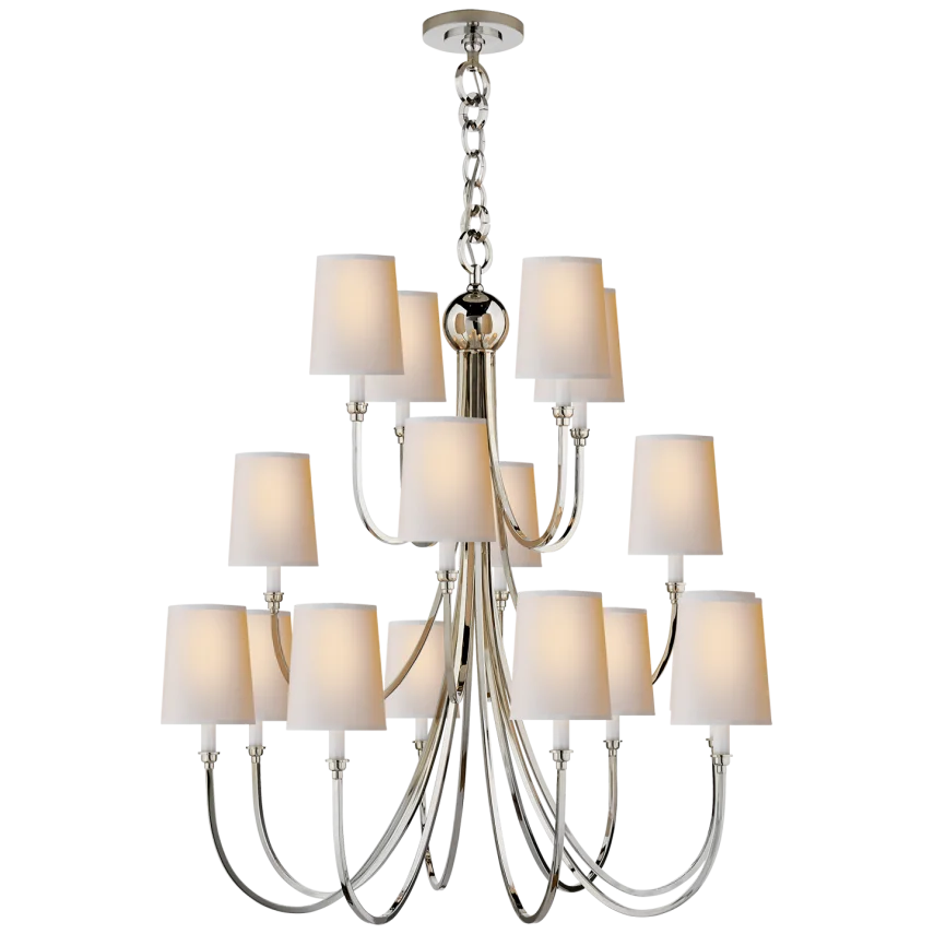 Reet Extra Large Chandelier-Visual Comfort-VISUAL-TOB 5019PN-NP-ChandeliersPolished Nickel-Natural Paper-8-France and Son