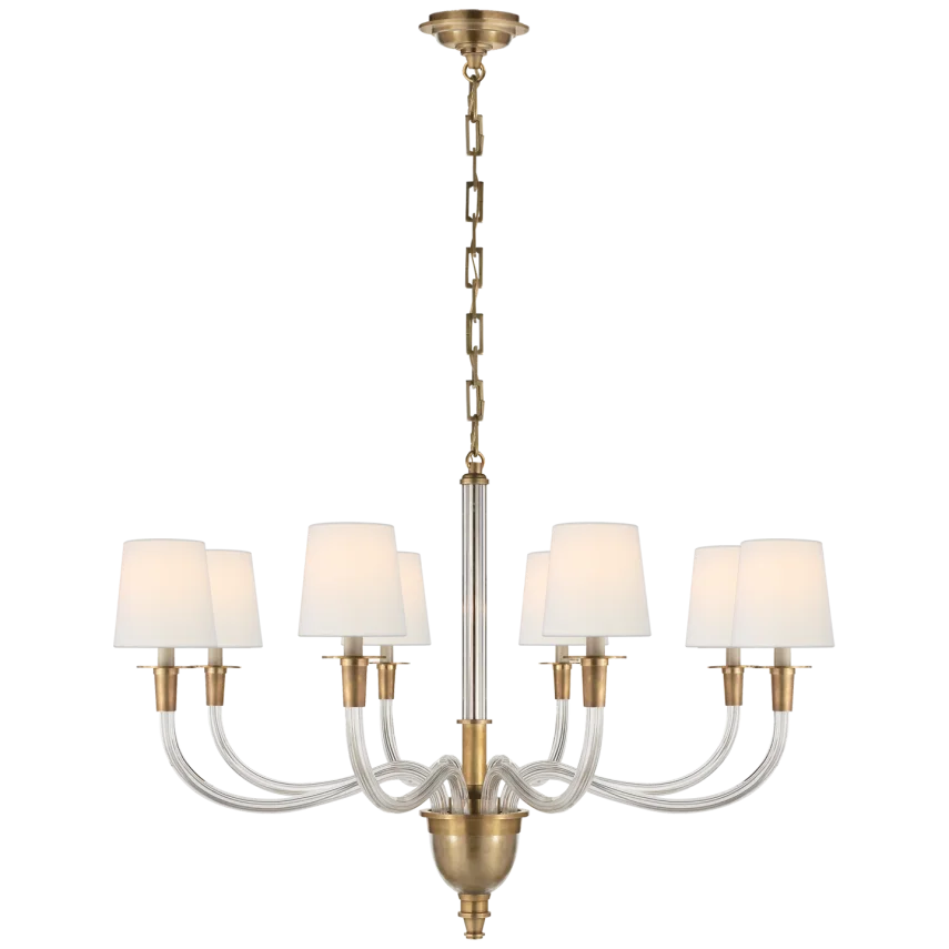 Vade Large One-Tier Chandelier-Visual Comfort-VISUAL-TOB 5032HAB-L-ChandeliersHand-Rubbed Antique Brass-Linen Shades-1-France and Son