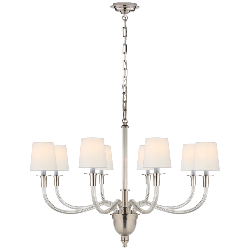 Vade Large One-Tier Chandelier-Visual Comfort-VISUAL-TOB 5032PN-L-ChandeliersPolished Nickel-Linen Shades-2-France and Son