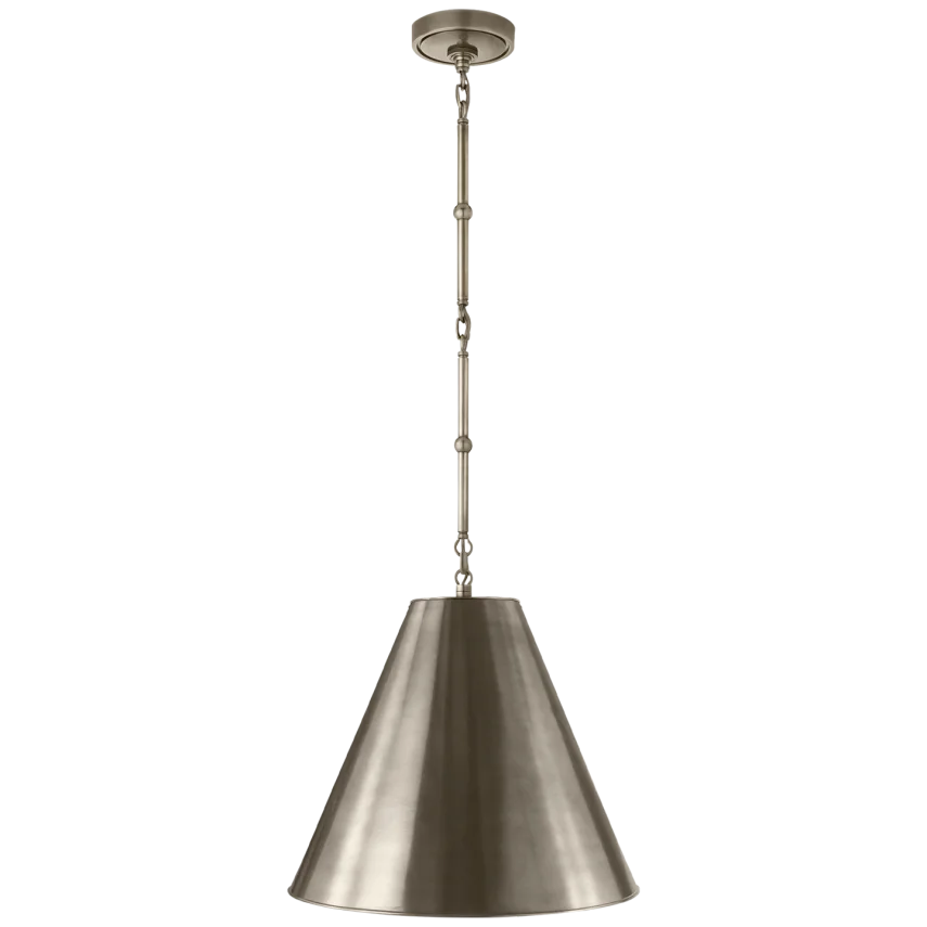 Greatman Small Hanging Lamp-Visual Comfort-VISUAL-TOB 5090AN-AN-PendantsAntique Nickel-Antique Nickel Shade-1-France and Son