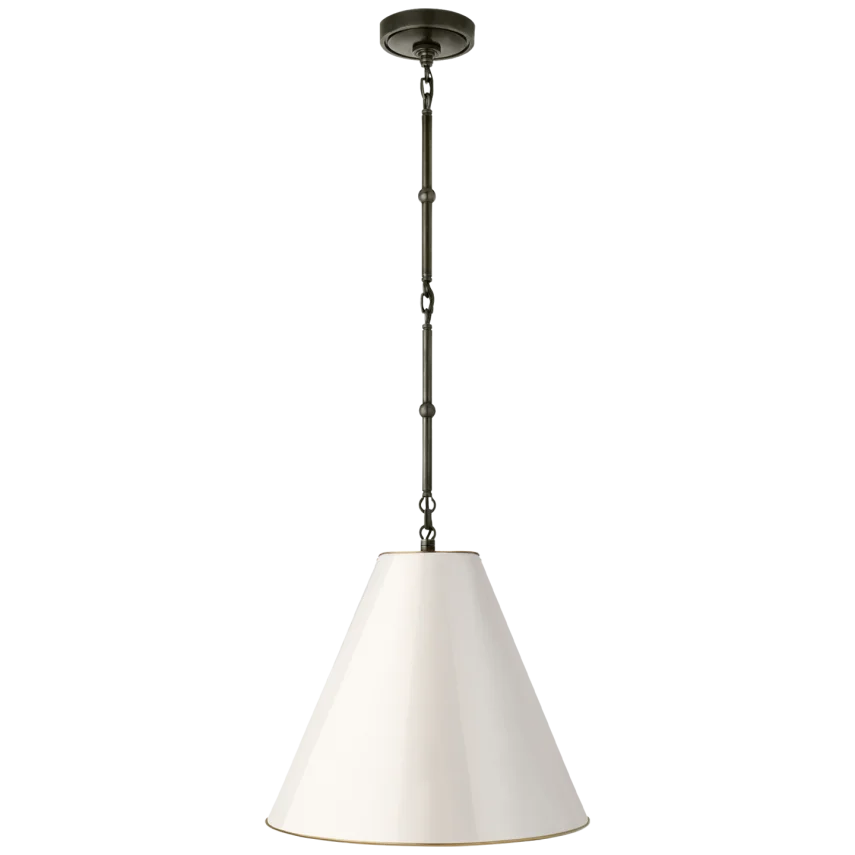 Greatman Small Hanging Lamp-Visual Comfort-VISUAL-TOB 5090BZ-AW-PendantsBronze-Antique White Shade-5-France and Son