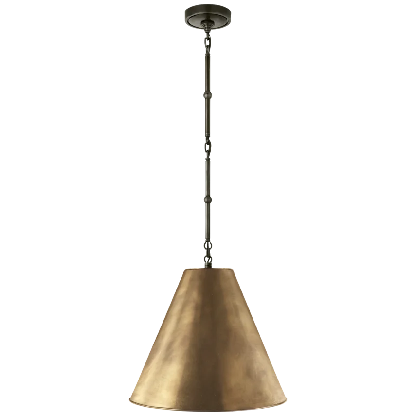 Greatman Small Hanging Lamp-Visual Comfort-VISUAL-TOB 5090BZ-HAB-PendantsBronze-Hand-Rubbed Antique Brass Shade-7-France and Son