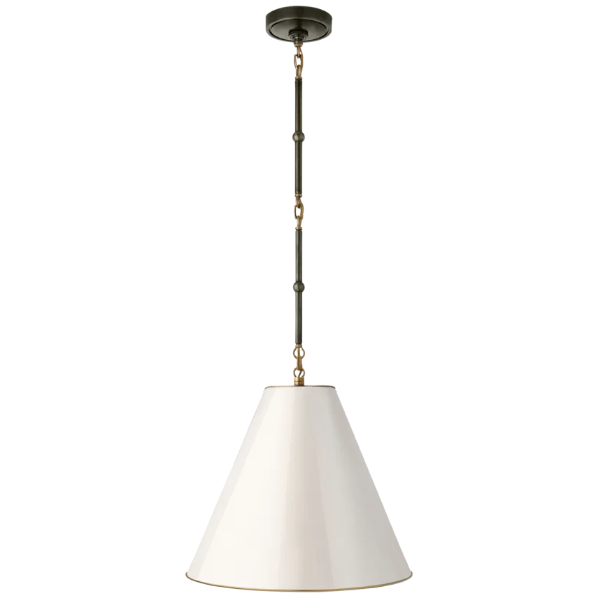 Greatman Small Hanging Lamp-Visual Comfort-VISUAL-TOB 5090BZ/HAB-AW-PendantsBronze with Antique Brass-Antique White Shade-2-France and Son