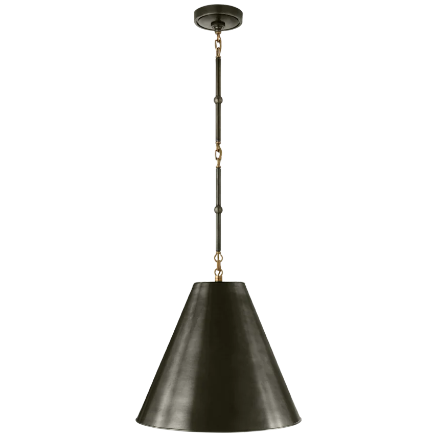 Greatman Small Hanging Lamp-Visual Comfort-VISUAL-TOB 5090BZ/HAB-BZ-PendantsBronze and Hand-Rubbed Antique Brass-Bronze Shade-3-France and Son