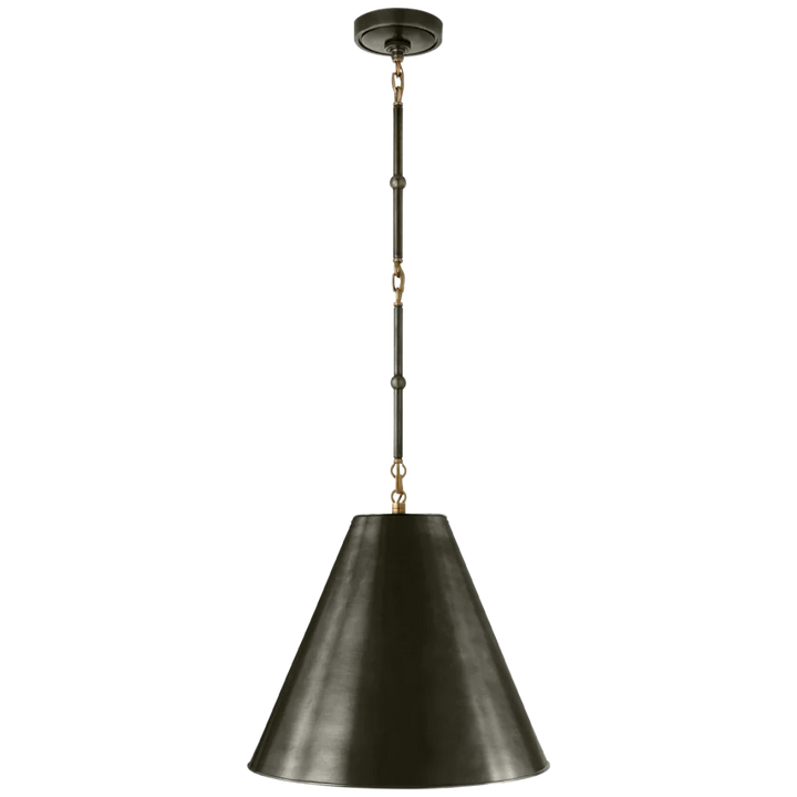 Greatman Small Hanging Lamp-Visual Comfort-VISUAL-TOB 5090BZ/HAB-BZ-PendantsBronze and Hand-Rubbed Antique Brass-Bronze Shade-3-France and Son