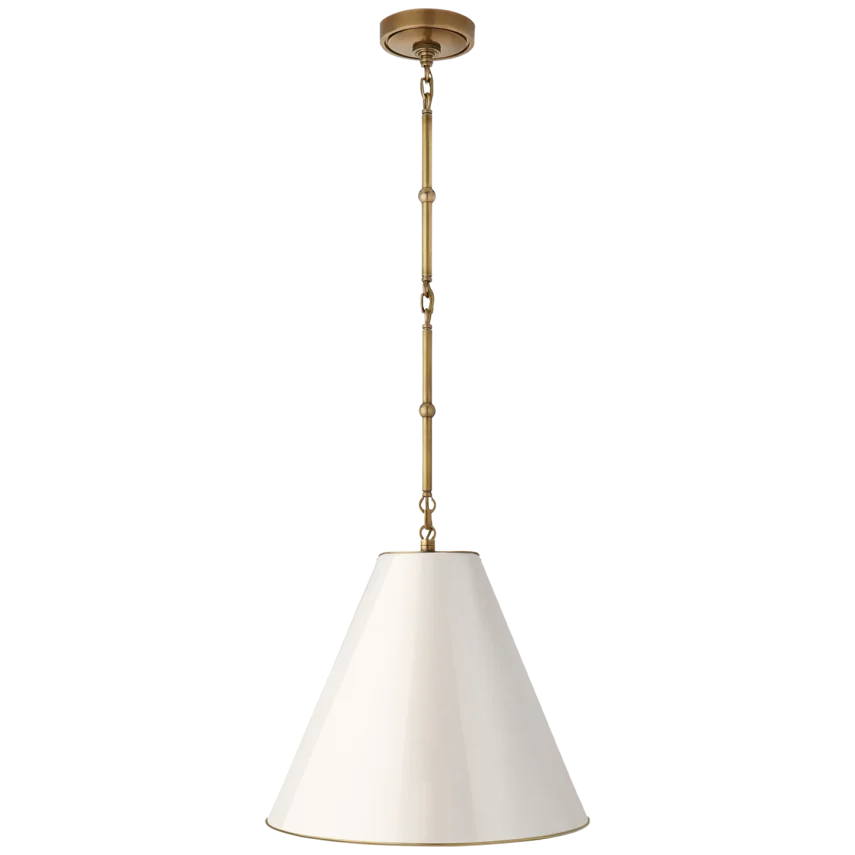 Greatman Small Hanging Lamp-Visual Comfort-VISUAL-TOB 5090HAB-AW-PendantsHand-Rubbed Antique Brass-Antique White Shade-8-France and Son