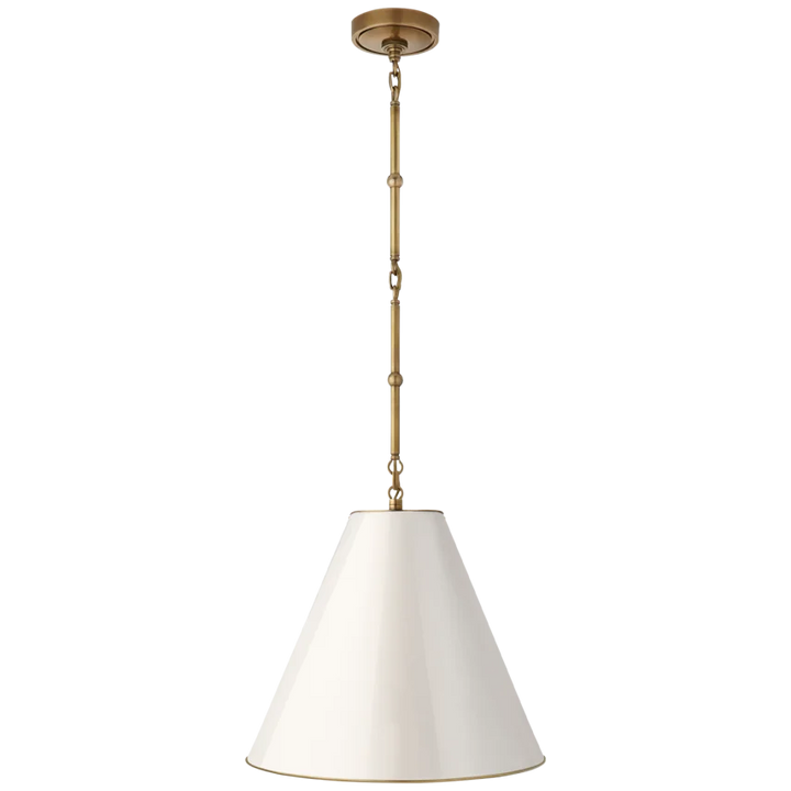 Greatman Small Hanging Lamp-Visual Comfort-VISUAL-TOB 5090HAB-AW-PendantsHand-Rubbed Antique Brass-Antique White Shade-8-France and Son