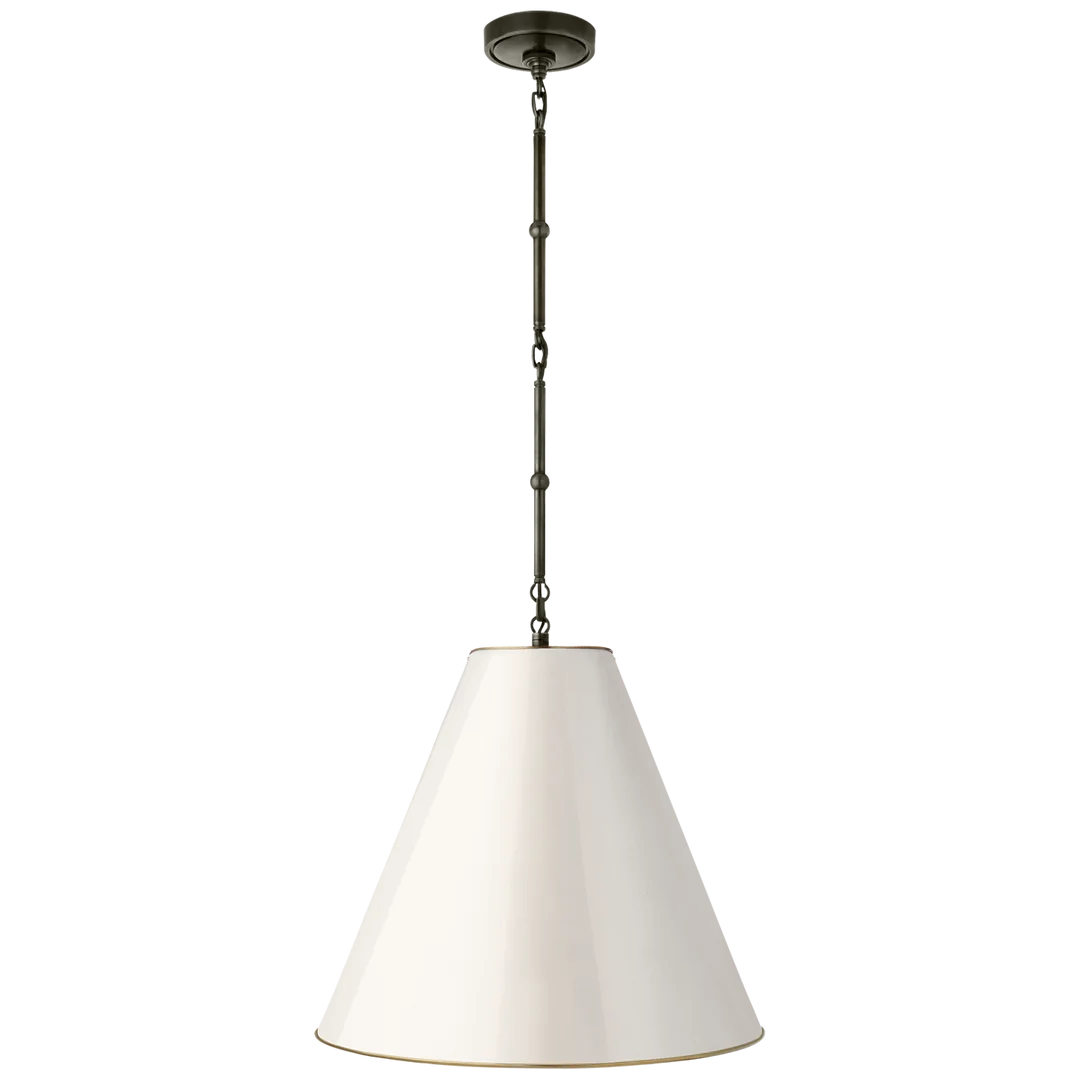 Greatman Medium Hanging Light-Visual Comfort-VISUAL-TOB 5091BZ-AW-ChandeliersBronze with Antique White Shade-5-France and Son