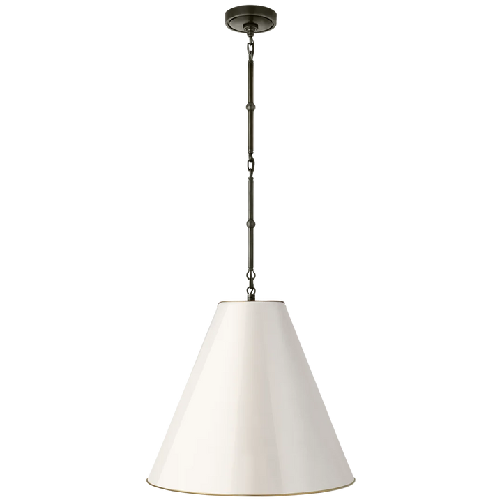 Greatman Medium Hanging Light-Visual Comfort-VISUAL-TOB 5091BZ-AW-ChandeliersBronze with Antique White Shade-5-France and Son