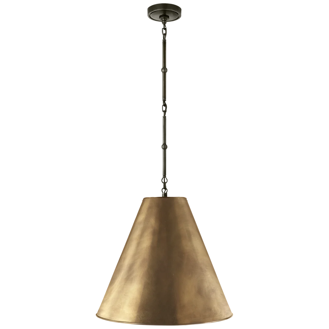 Greatman Medium Hanging Light-Visual Comfort-VISUAL-TOB 5091BZ-HAB-ChandeliersBronze with Hand-Rubbed Antique Brass Shade-7-France and Son