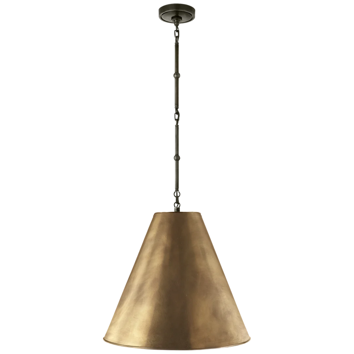 Greatman Medium Hanging Light-Visual Comfort-VISUAL-TOB 5091BZ-HAB-ChandeliersBronze with Hand-Rubbed Antique Brass Shade-7-France and Son