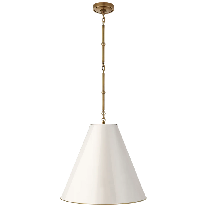 Greatman Medium Hanging Light-Visual Comfort-756808983235-ChandeliersHand-Rubbed Antique Brass with Antique White Shade-8-France and Son