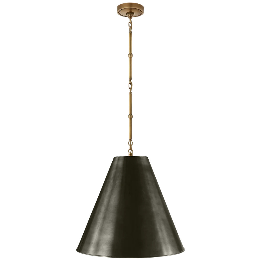 Greatman Medium Hanging Light-Visual Comfort-VISUAL-TOB 5091BZ/HAB-BZ-ChandeliersBronze and Hand-Rubbed Antique Brass with Bronze Shade-3-France and Son