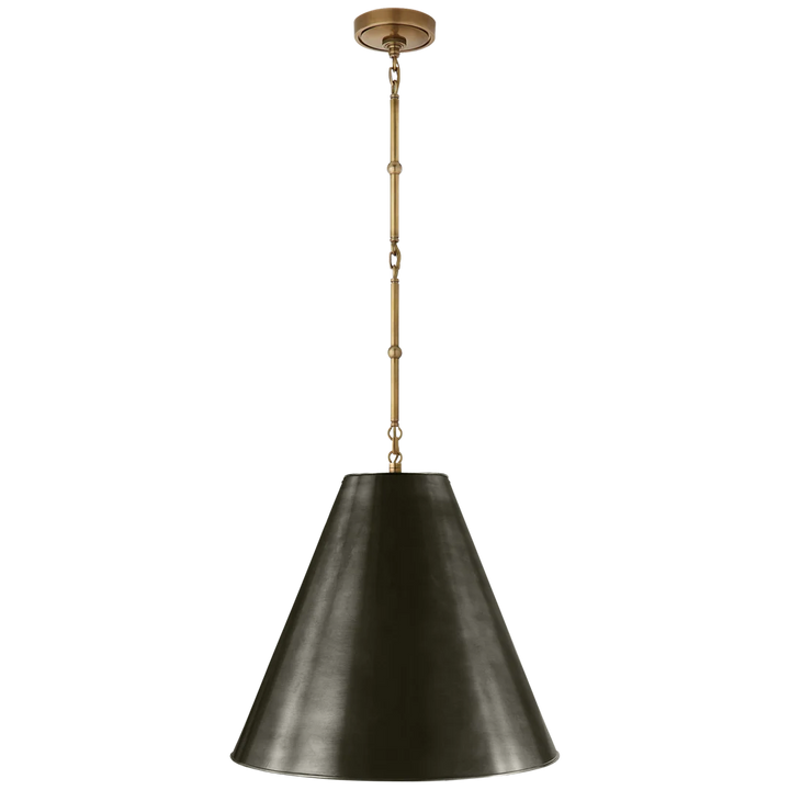 Greatman Medium Hanging Light-Visual Comfort-VISUAL-TOB 5091BZ/HAB-BZ-ChandeliersBronze and Hand-Rubbed Antique Brass with Bronze Shade-3-France and Son