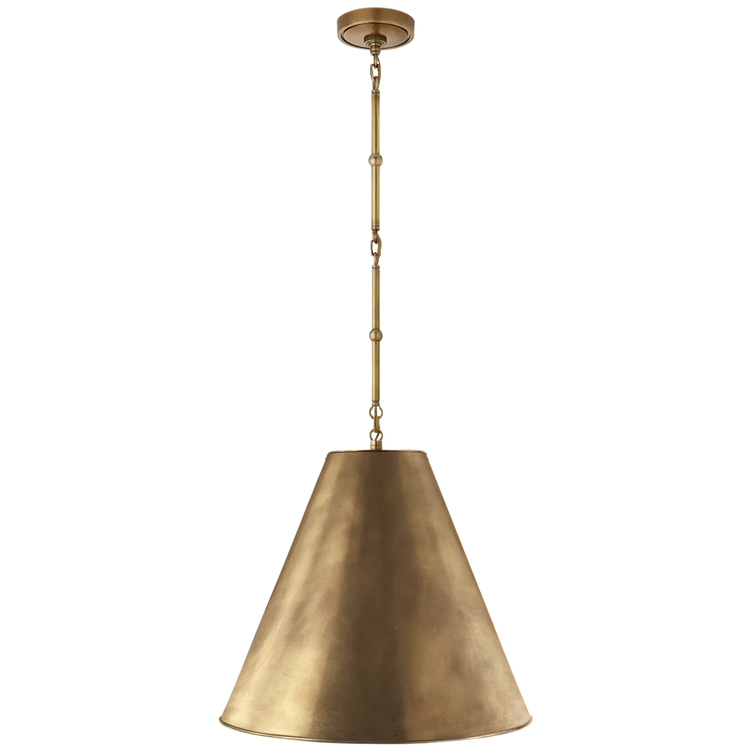 Greatman Medium Hanging Light-Visual Comfort-VISUAL-TOB 5091BZ/HAB-HAB-ChandeliersBronze and Hand-Rubbed Antique Brass with Hand-Rubbed Antique Brass Shade-4-France and Son