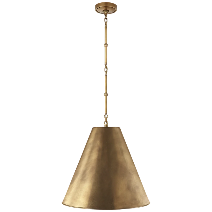 Greatman Medium Hanging Light-Visual Comfort-VISUAL-TOB 5091BZ/HAB-HAB-ChandeliersBronze and Hand-Rubbed Antique Brass with Hand-Rubbed Antique Brass Shade-4-France and Son