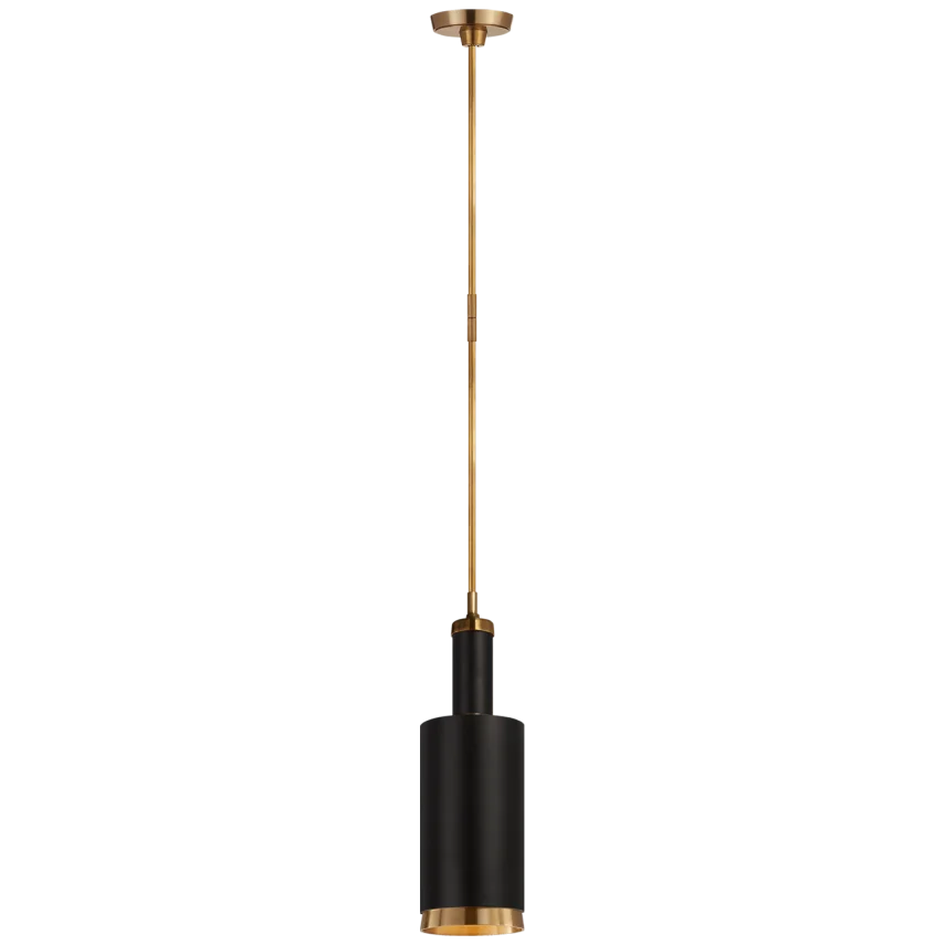 Andrey Large Cylindrical Pendant-Visual Comfort-VISUAL-TOB 5099HAB/BLK-PendantsHand-Rubbed Antique Brass and Black-4-France and Son