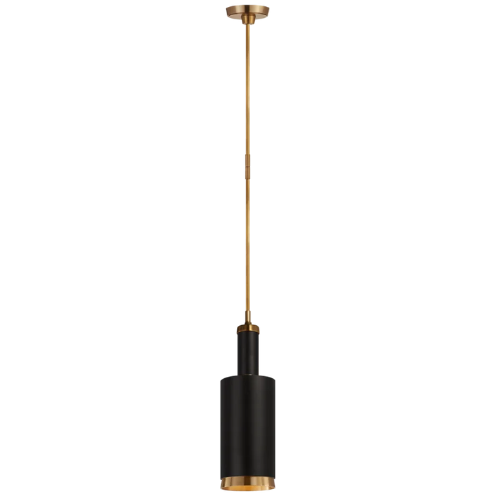 Andrey Large Cylindrical Pendant-Visual Comfort-VISUAL-TOB 5099HAB/BLK-PendantsHand-Rubbed Antique Brass and Black-4-France and Son