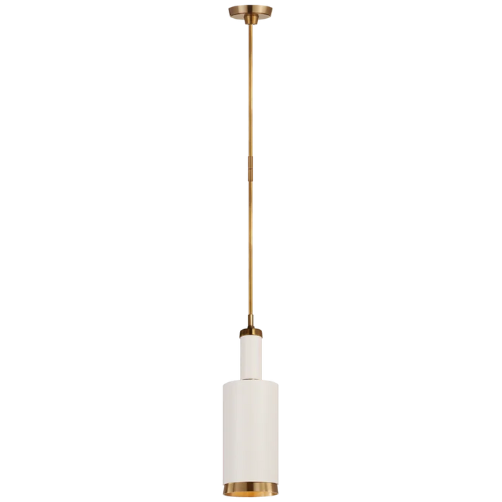 Andrey Large Cylindrical Pendant-Visual Comfort-VISUAL-TOB 5099HAB/WHT-PendantsHand-Rubbed Antique Brass and White-5-France and Son