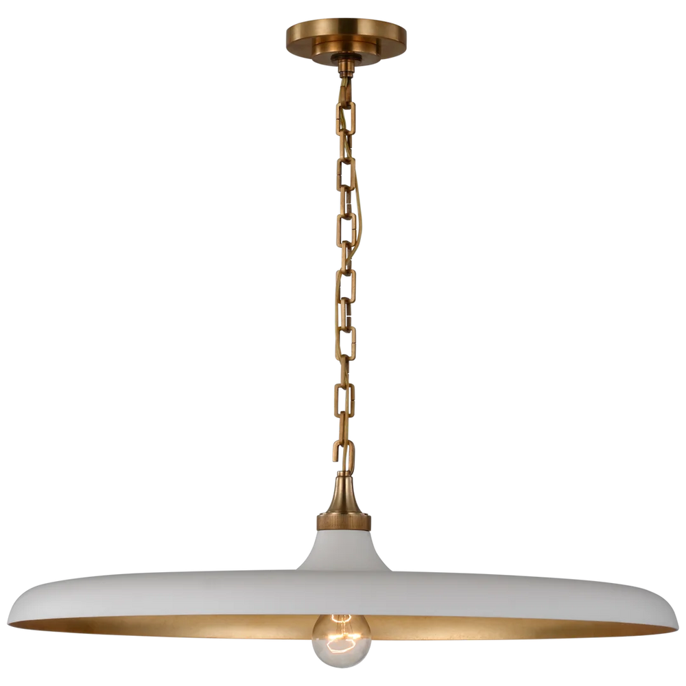 Piattos Large Pendant-Visual Comfort-VISUAL-TOB 5116HAB-PW-PendantsHand-Rubbed Antique Brass-Plaster White Shade-2-France and Son