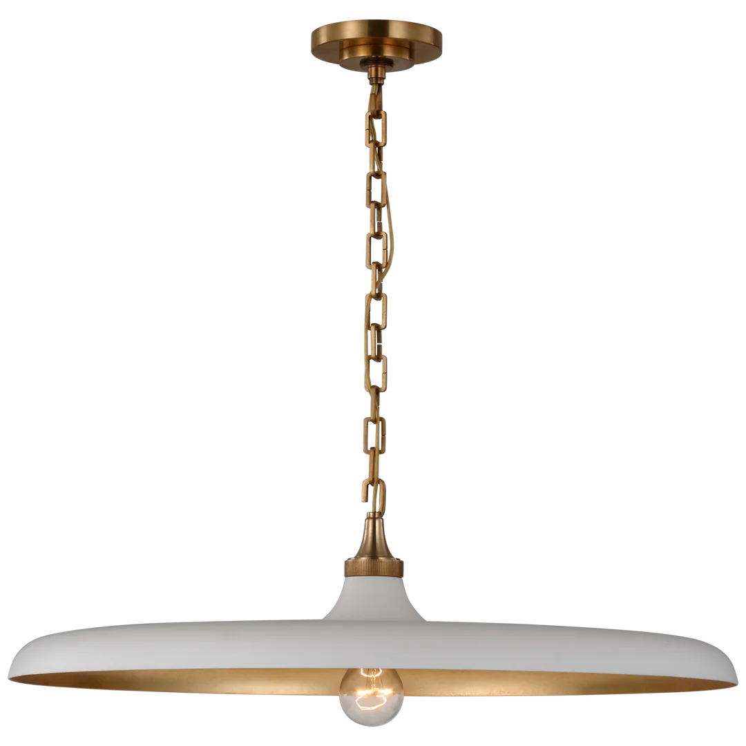 Piattos Large Pendant-Visual Comfort-VISUAL-TOB 5116HAB-PW-PendantsHand-Rubbed Antique Brass-Plaster White Shade-2-France and Son