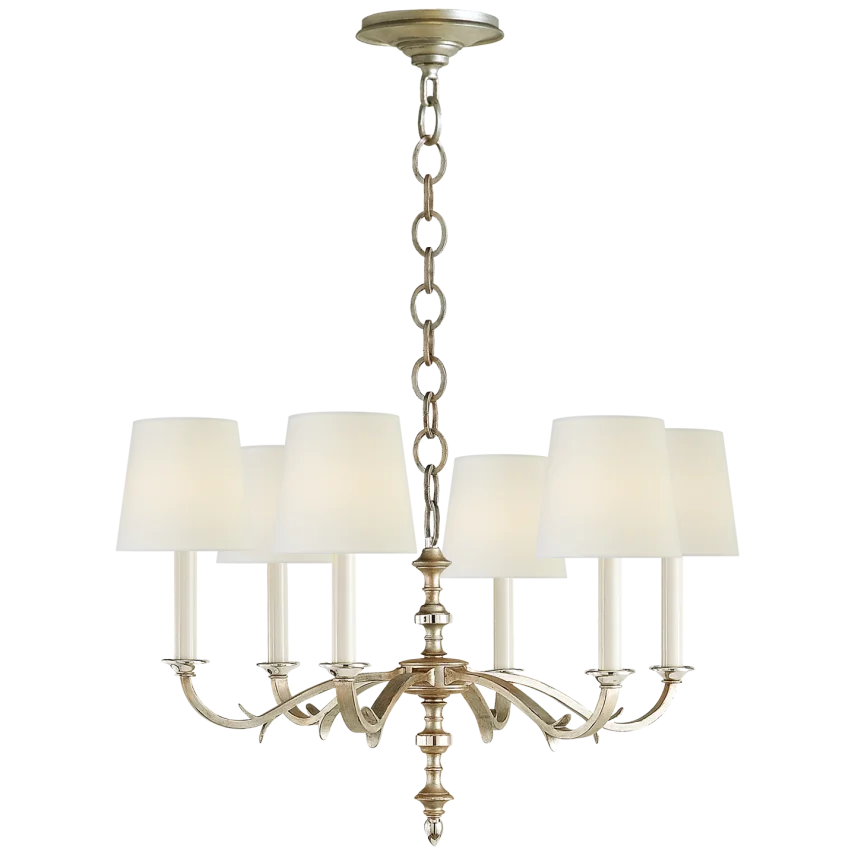 Chamer Small Chandelier-Visual Comfort-VISUAL-TOB 5119BSL-L-ChandeliersBurnished Silver Leaf-Linen Shades-3-France and Son